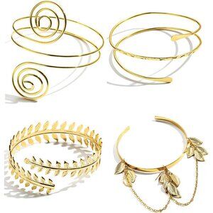 Women Arm Cuff Set Adjustable Metal Bangle Bracelets for Party and Everyday